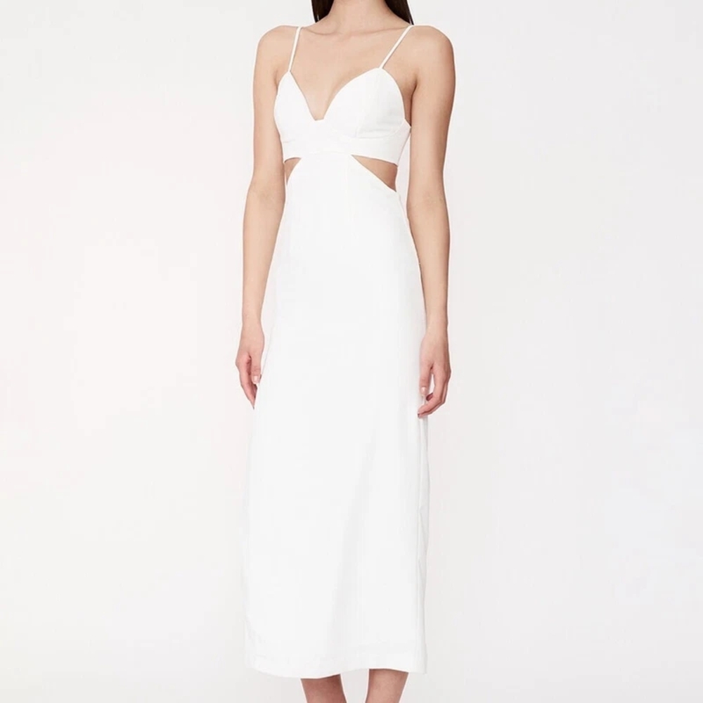 Bardot White Sleeveless Sweetheart Midi Dress